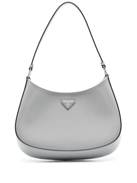 prada cleo grey|Prada Cleo brushed leather shoulder bag.